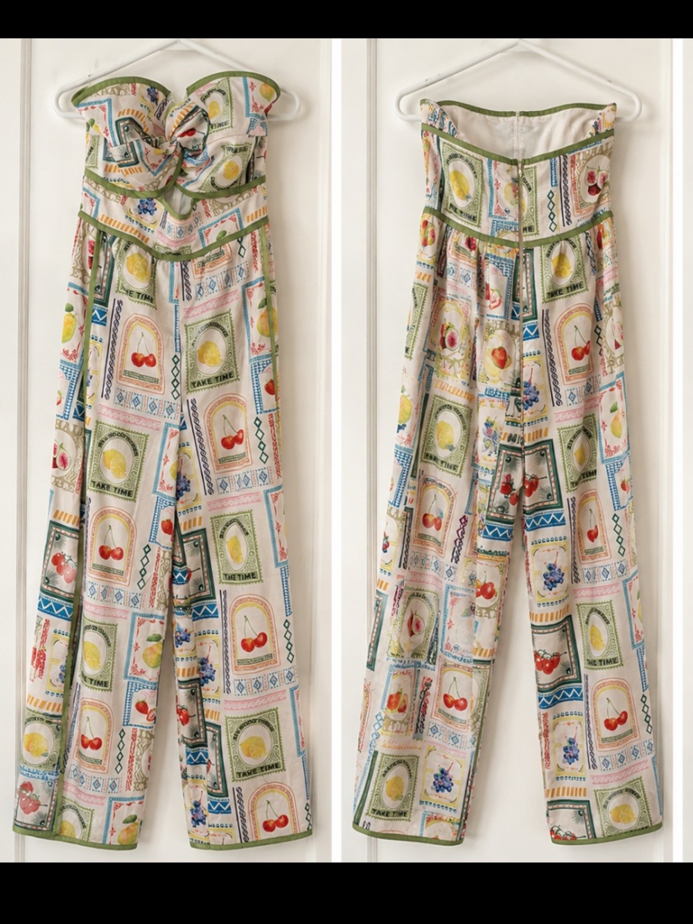 Strapless Wide-Leg Jumpsuit in Multicolor Fruit Print - Picture 2 of 2